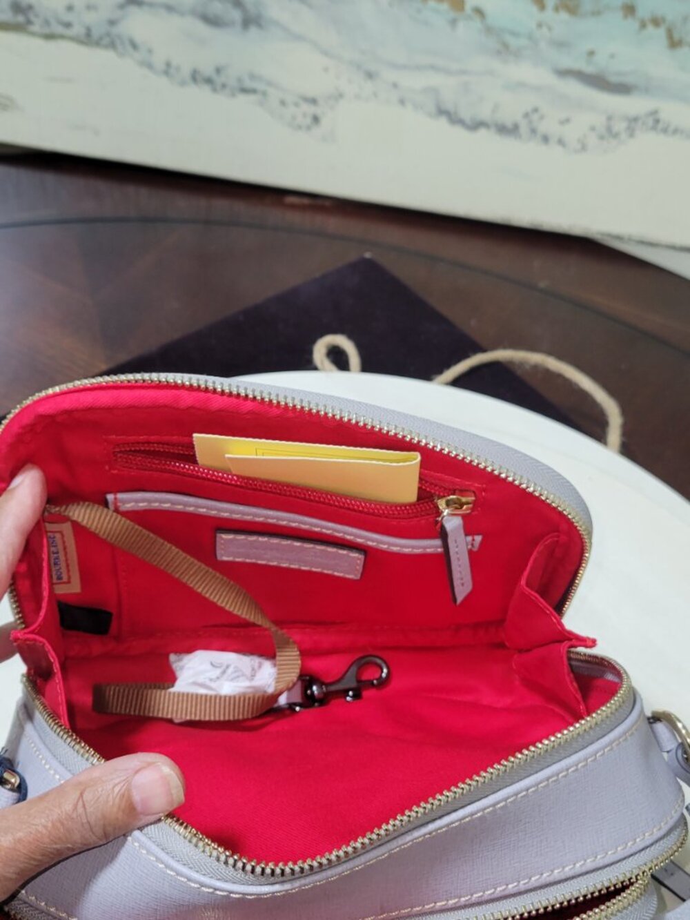Dooney & Bourke Sawyer Crossbody -Gray Saffiano Leather Crossbody   [Item #HL15] - Picture 13 of 16